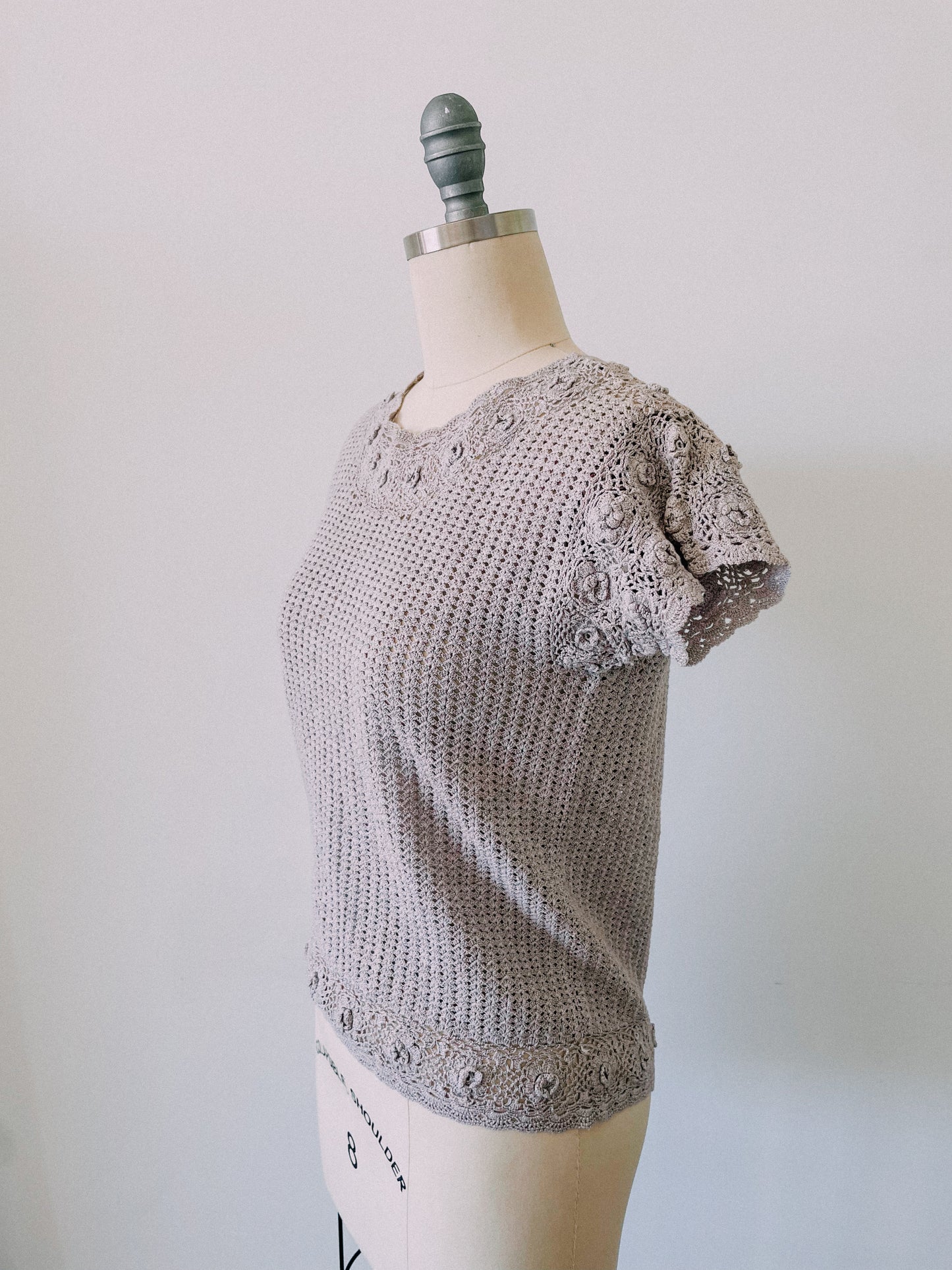 1960s Gray Crochet Top