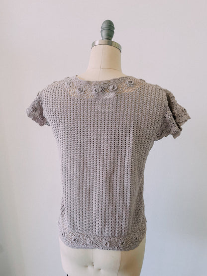 1960s Gray Crochet Top