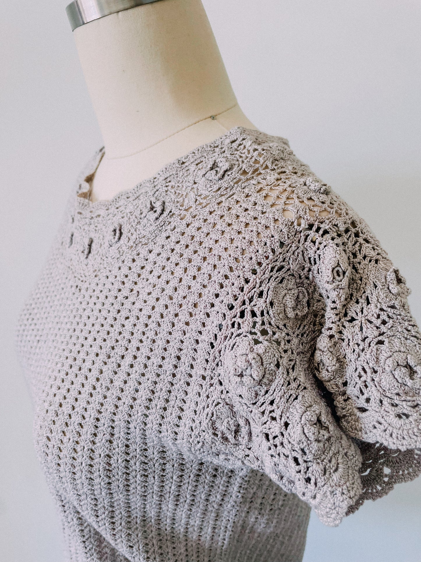 1960s Gray Crochet Top