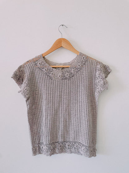 1960s Gray Crochet Top