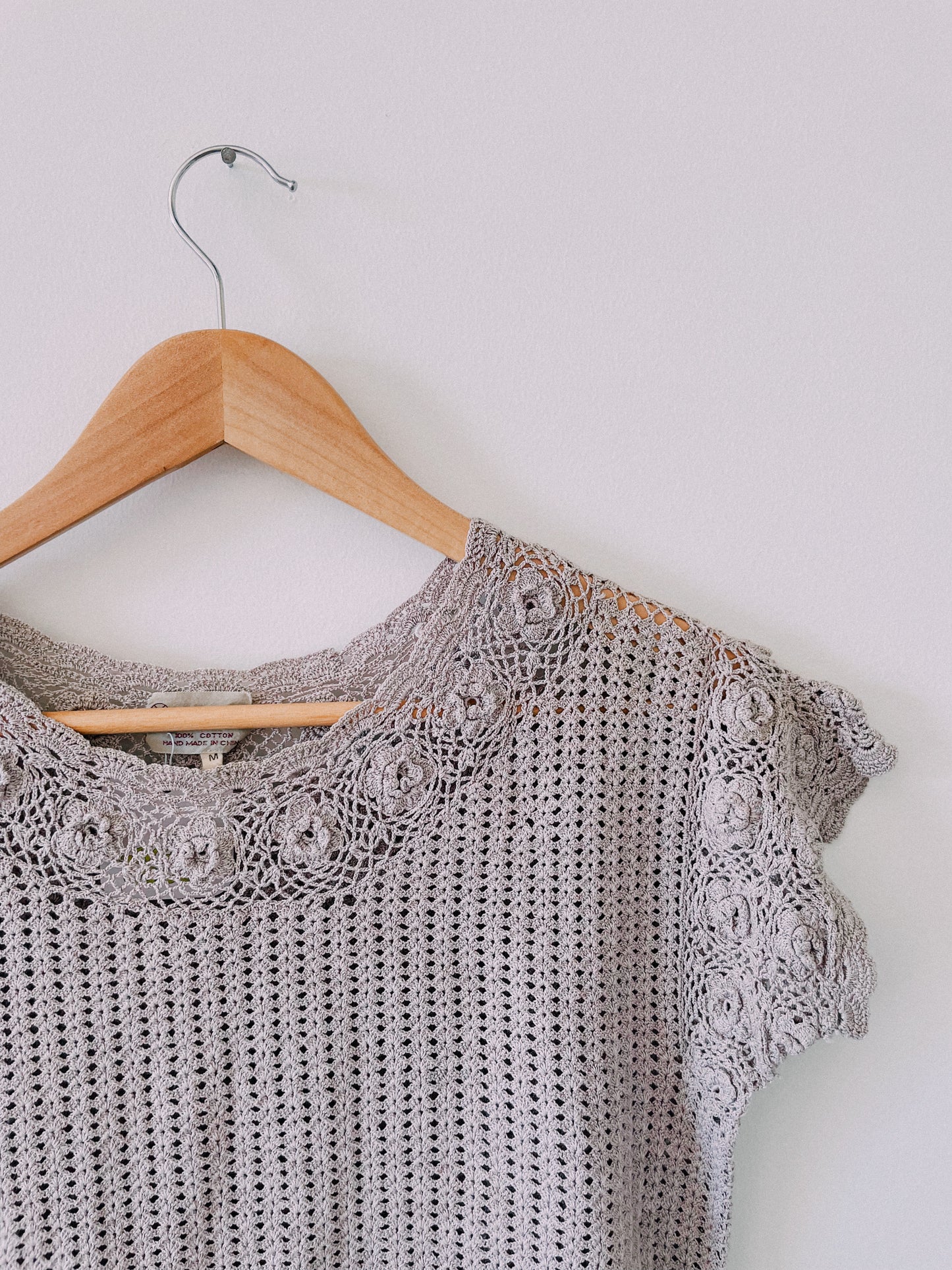 1960s Gray Crochet Top