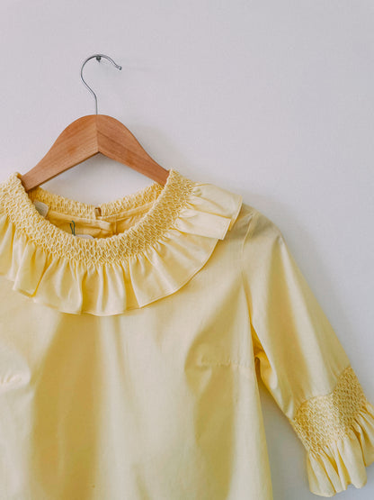 1960s Pale Yellow Ruffle Collar Shirt