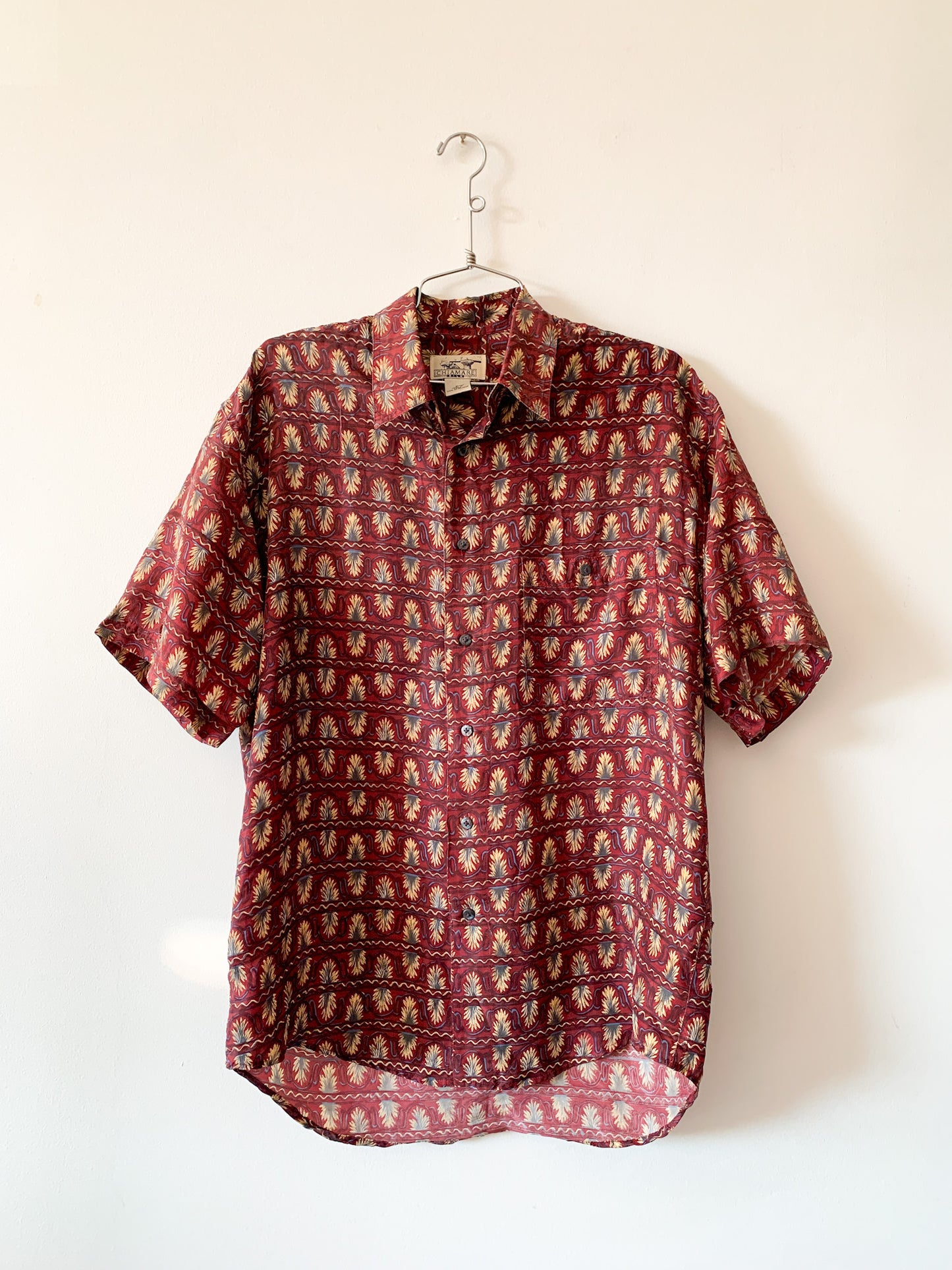 90s Chiamare Silk Pattern Top