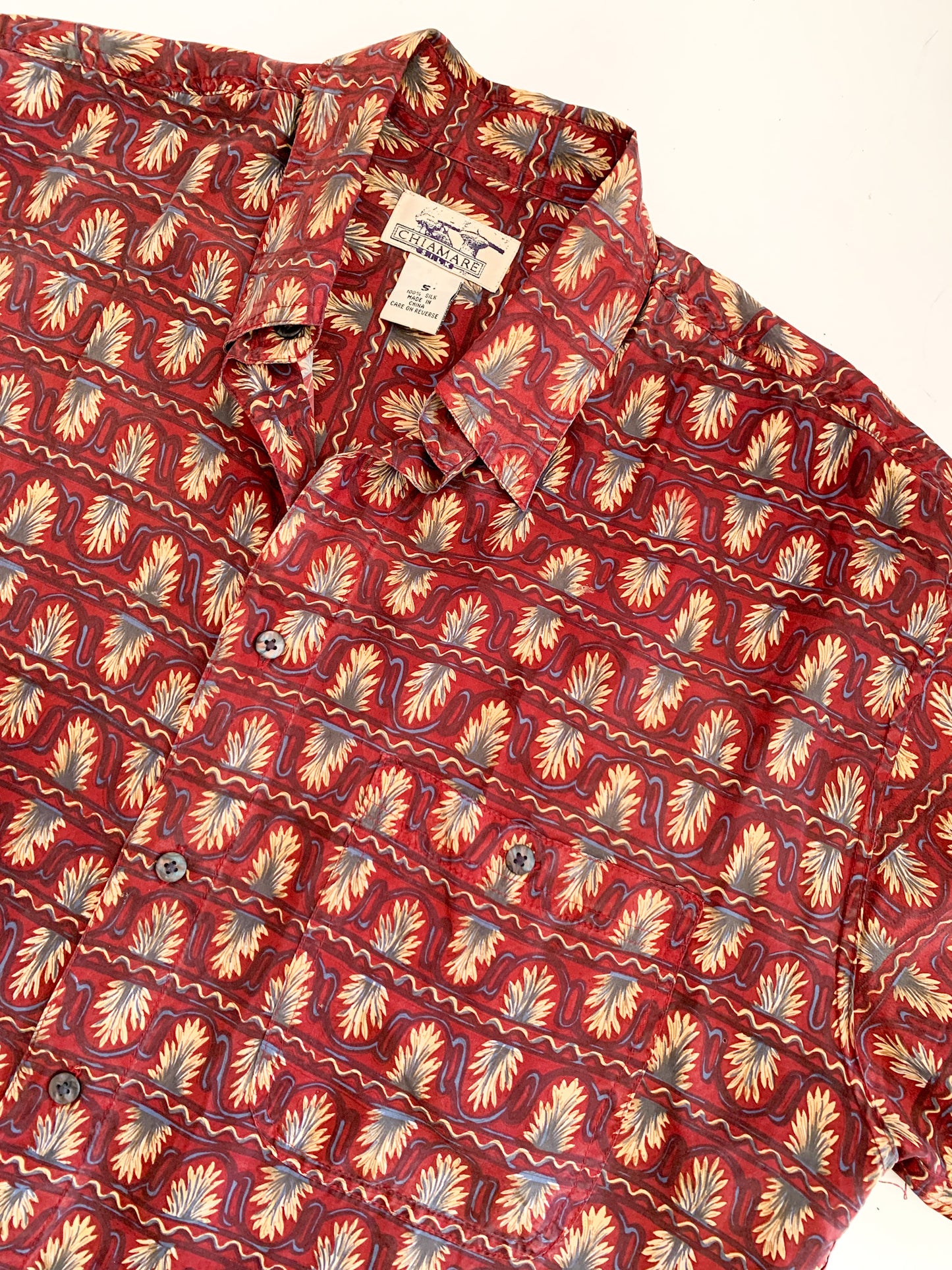 90s Chiamare Silk Pattern Top