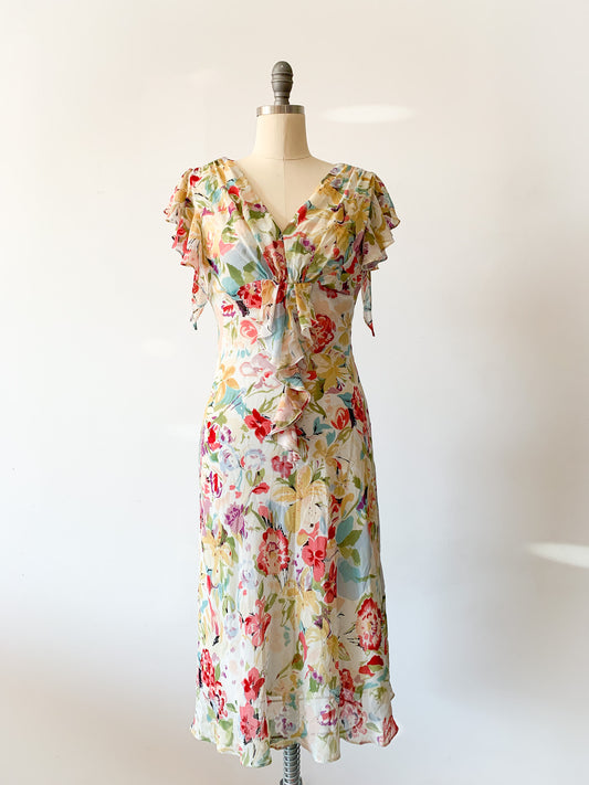 Y2K Floral Bias Cut Dress