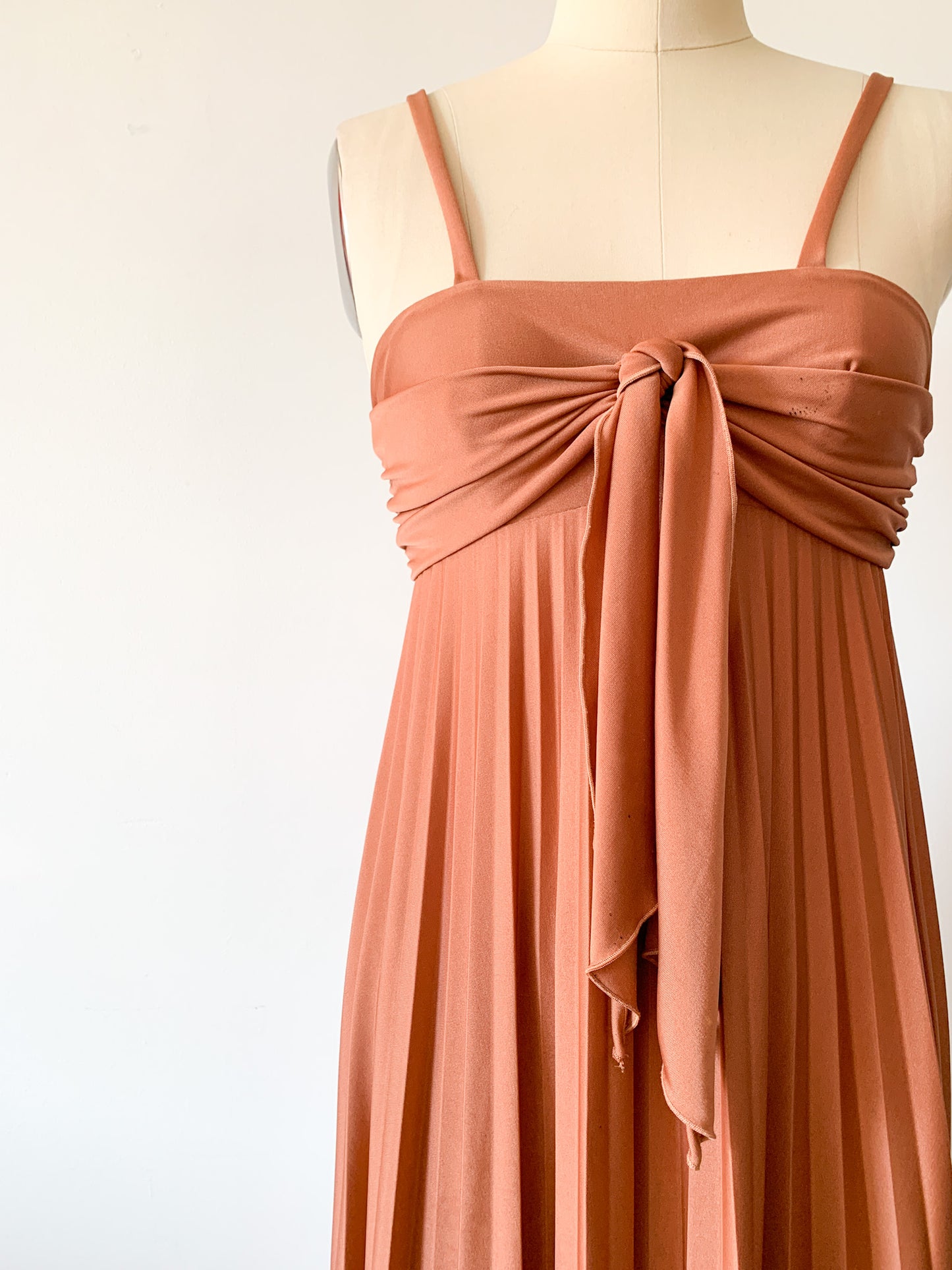 70s Terracotta Pleated Dress