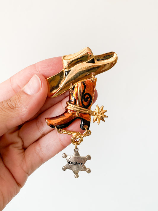 Vintage Sheriff Boot Brooch