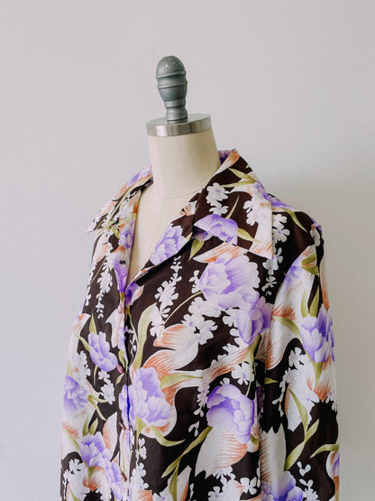 1970s Spring Florals Button-Up Shirt