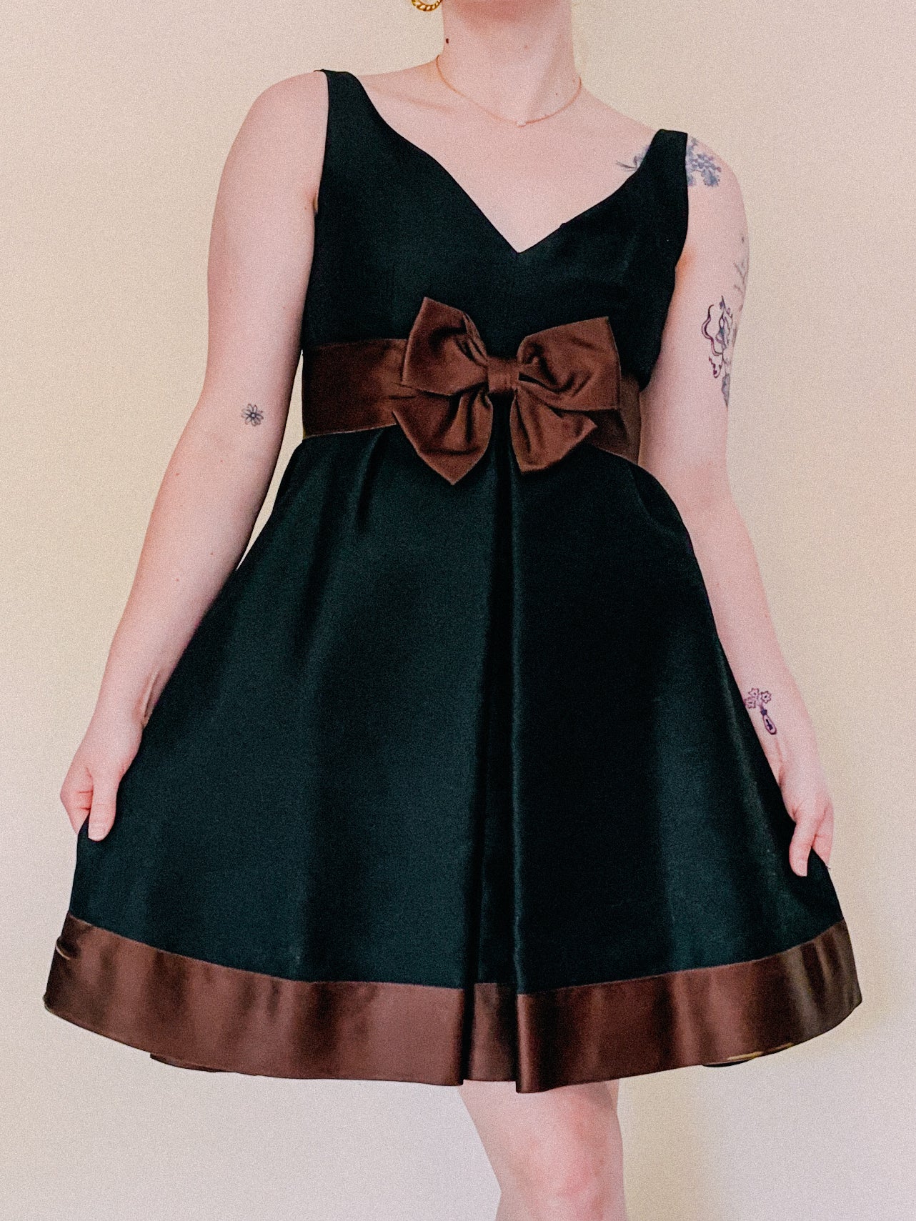 1960s Black & Brown Cocktail Dress