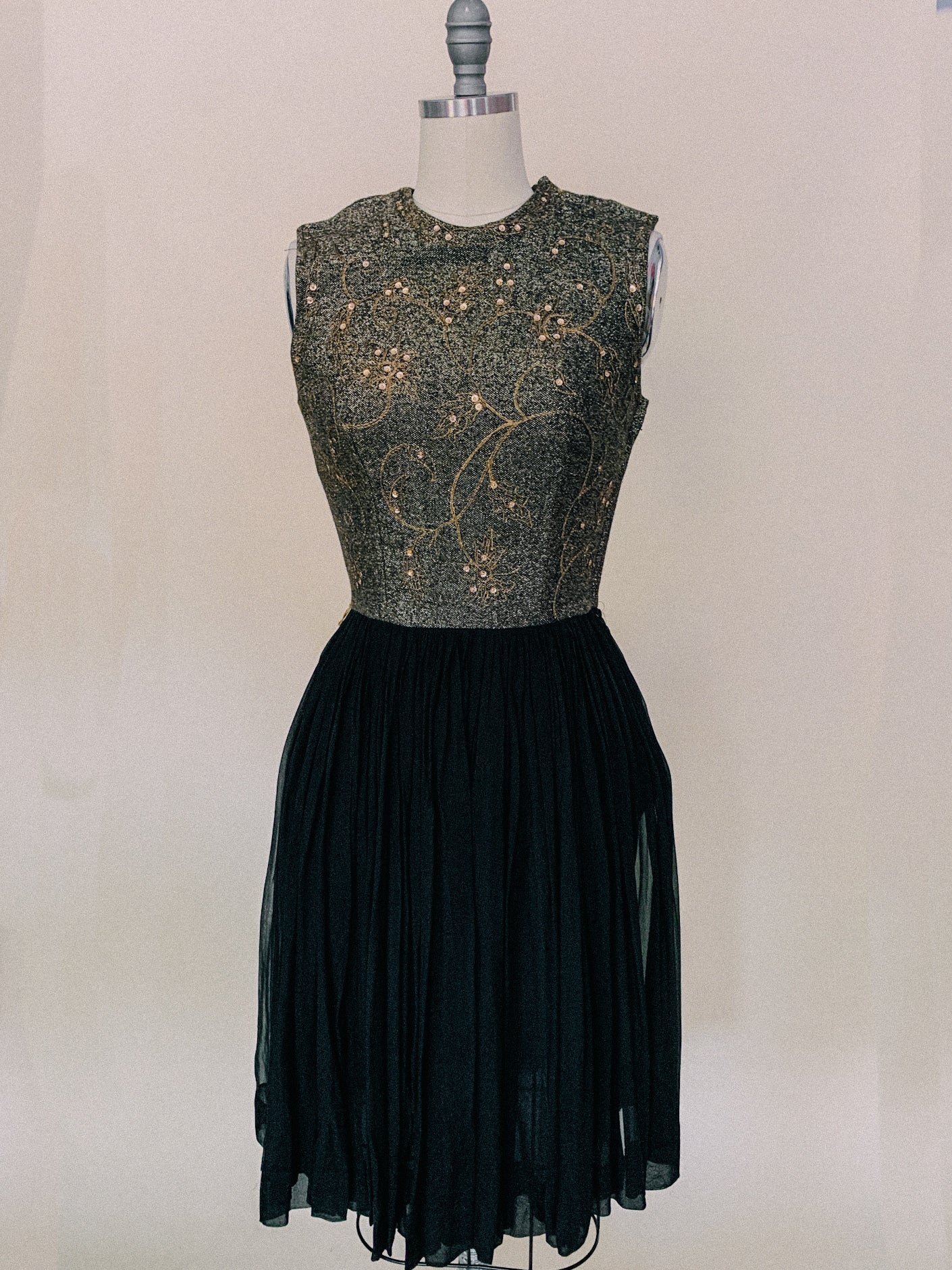 1960s Sequin Silk Cocktail Dress