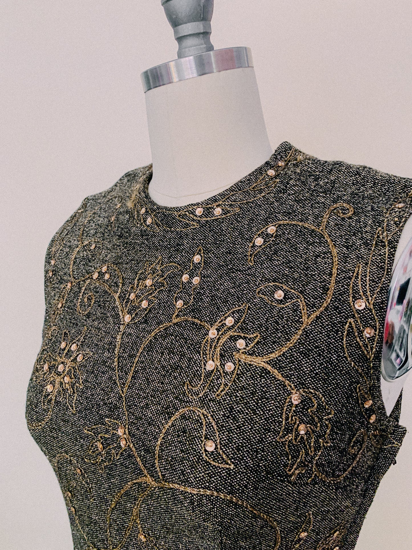 1960s Sequin Silk Cocktail Dress