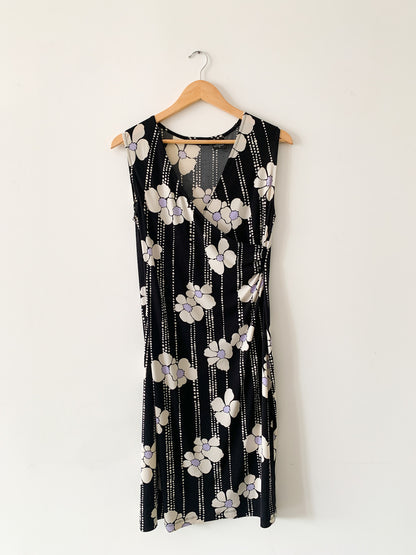 Spotted Floral Faux Wrap Dress