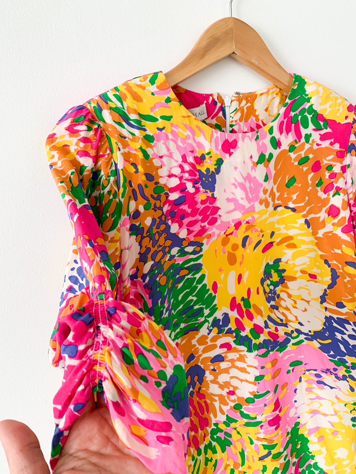 Abstract Floral Silk Dress