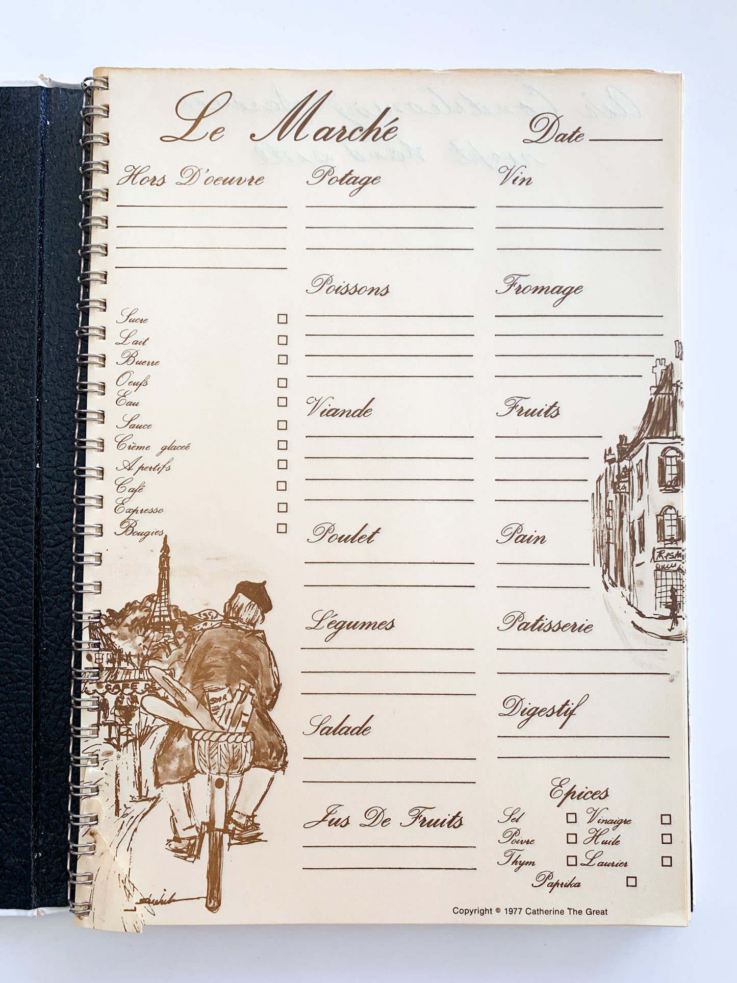 c.1977 French Grocery List Book