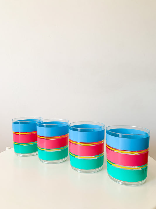 Vintage Striped Acrylic Tumblers, set of 4.