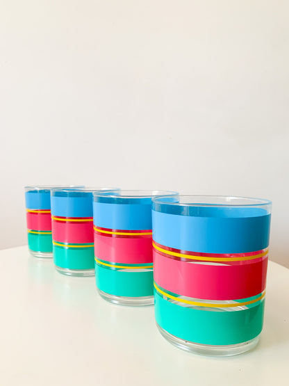 Vintage Striped Acrylic Tumblers, set of 4.