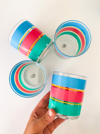 Vintage Striped Acrylic Tumblers, set of 4.