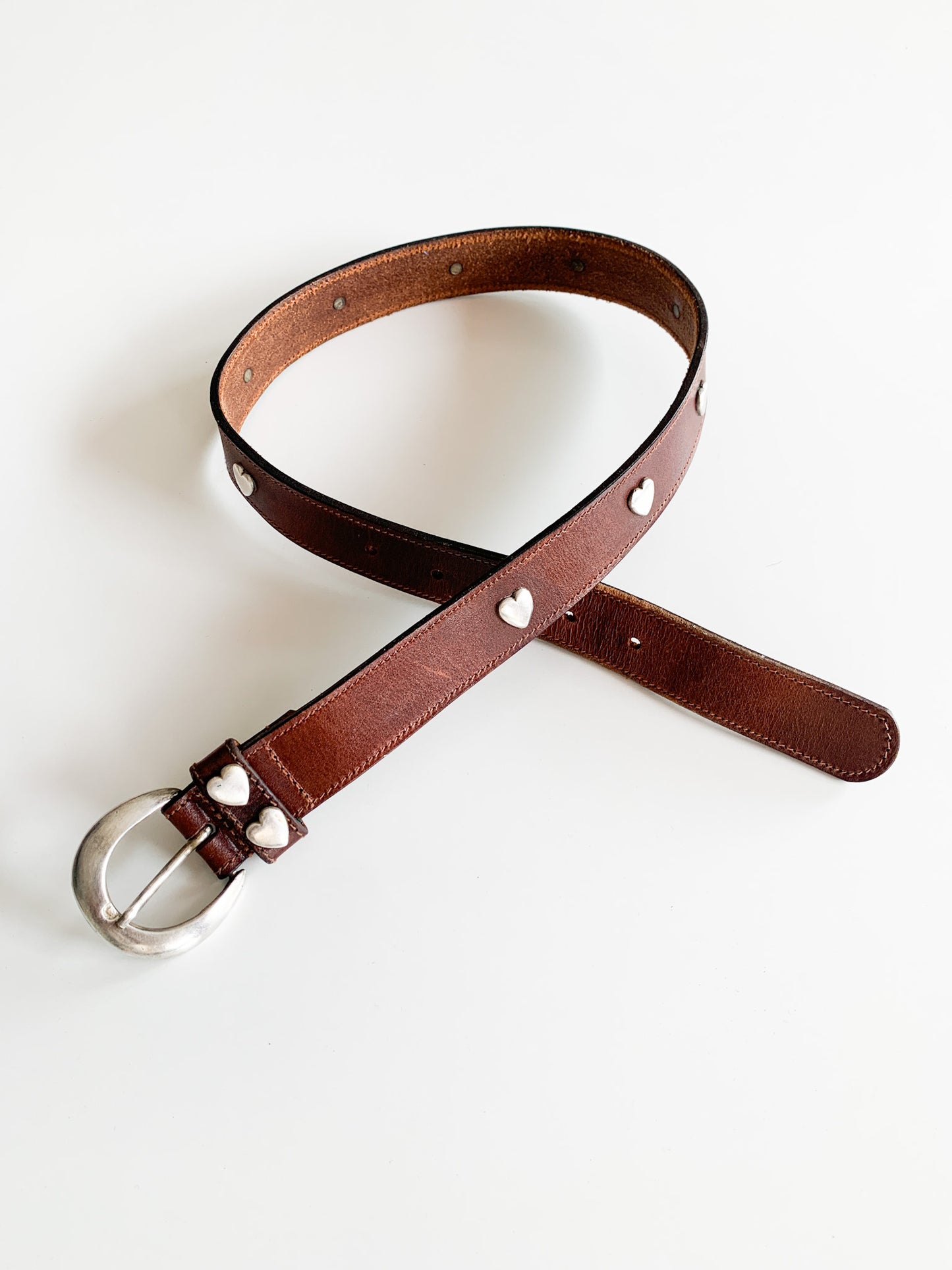 Leather Brass Heart Belt