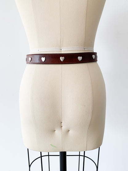 Leather Brass Heart Belt