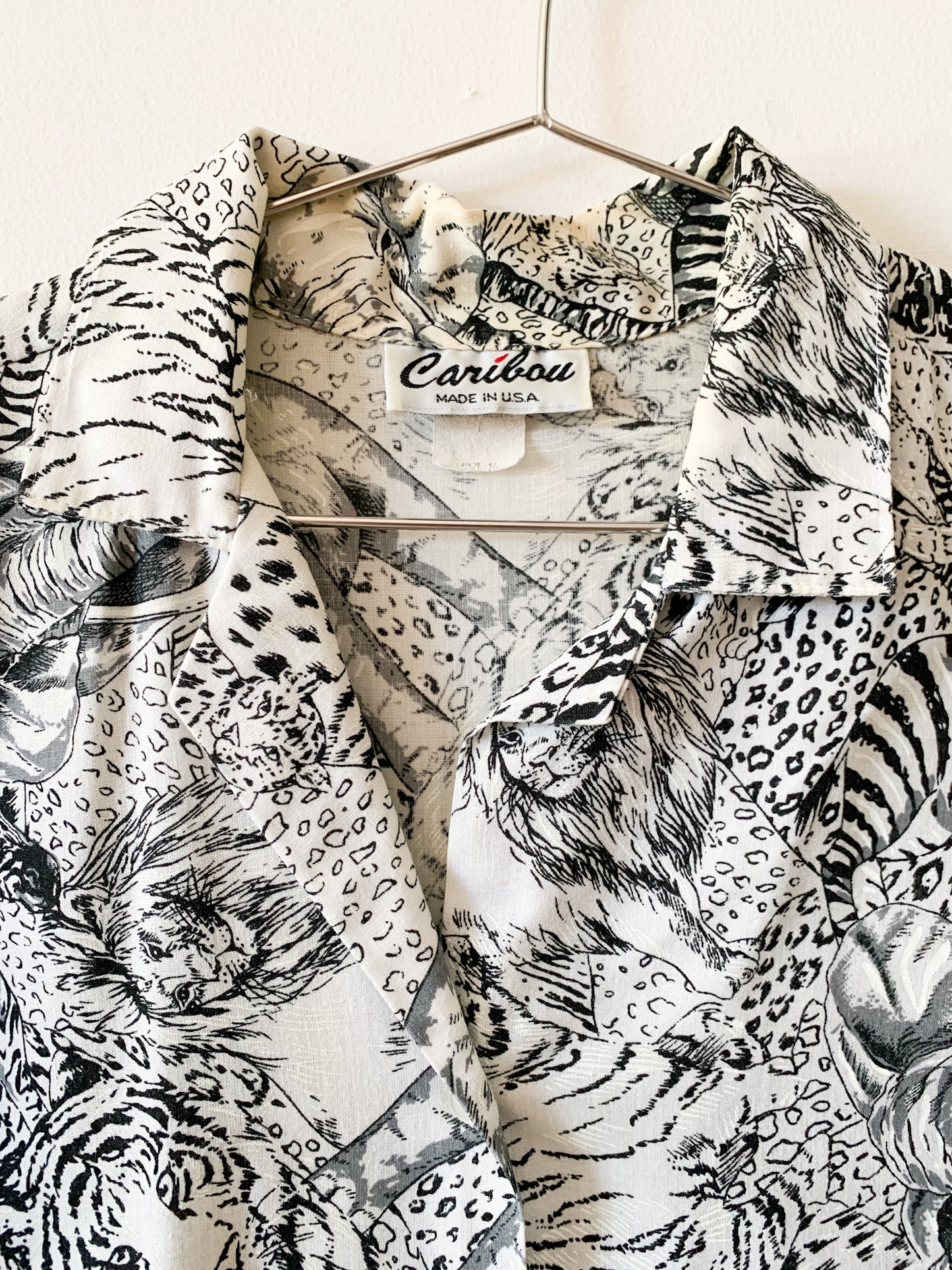 80s B&W Safari Print Top