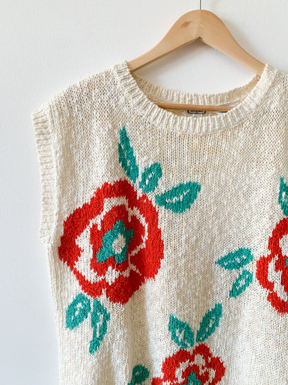 80s Three Roses Sweater Top