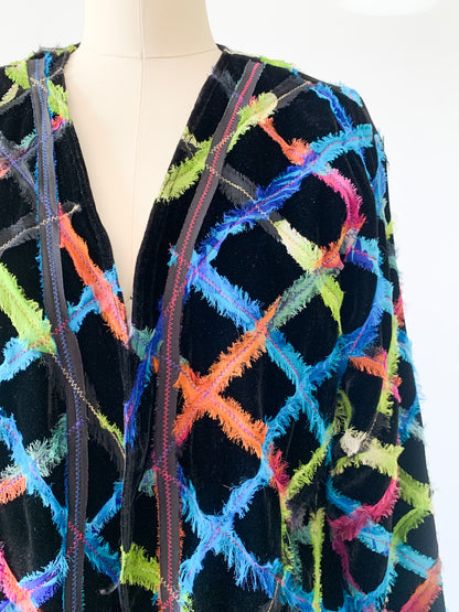 80s Neon Lattice Fringe Jacket