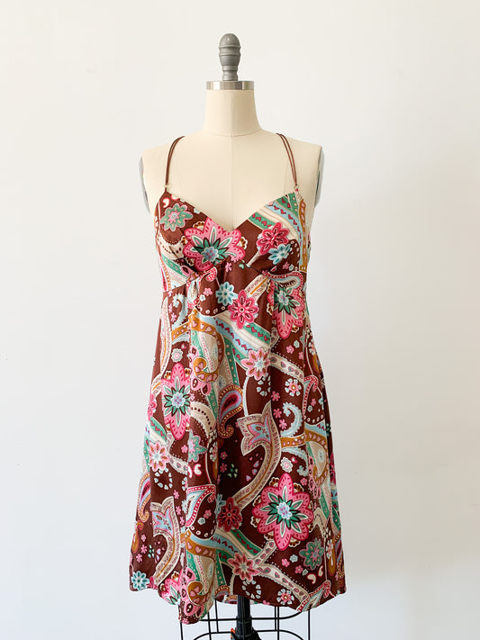 Paisley Floral High-Low Silk Dress