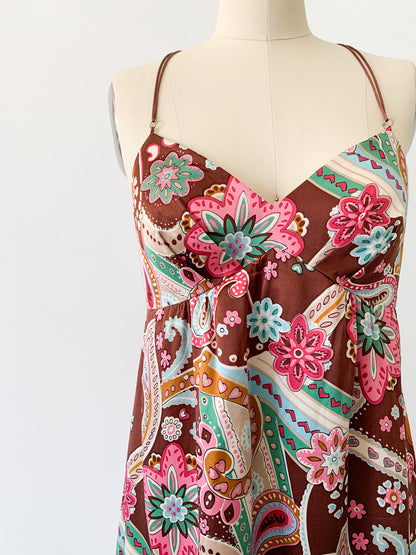 Paisley Floral High-Low Silk Dress