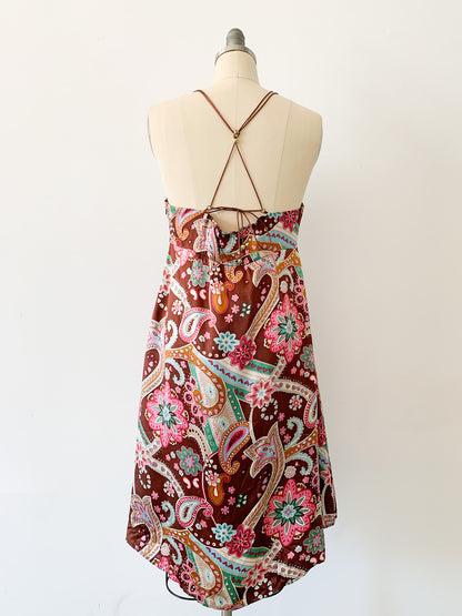 Paisley Floral High-Low Silk Dress