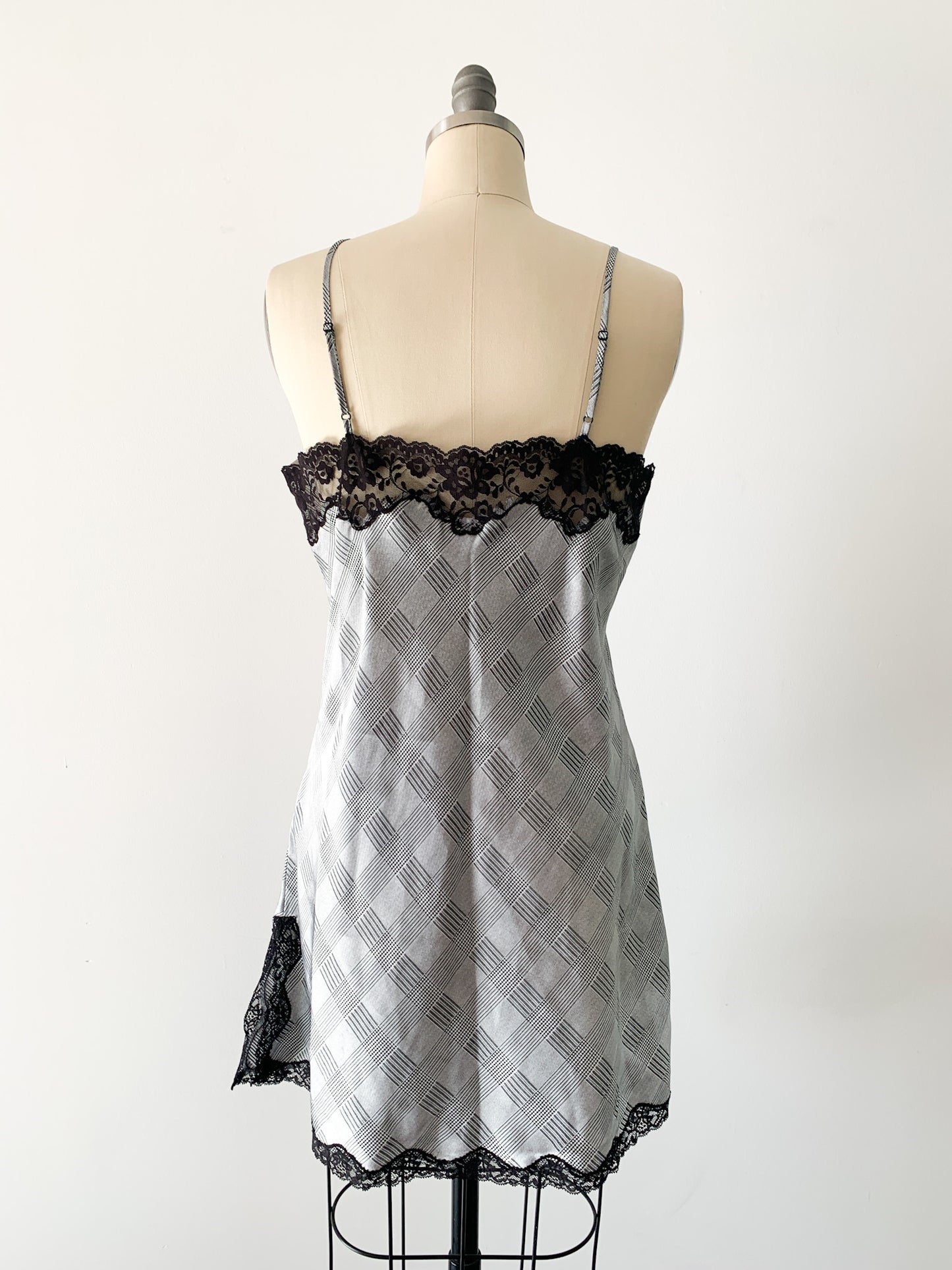 Glen Check Lace Slip Dress