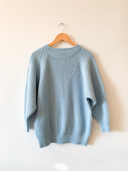 80s Light Blue Chunky Knit Sweater