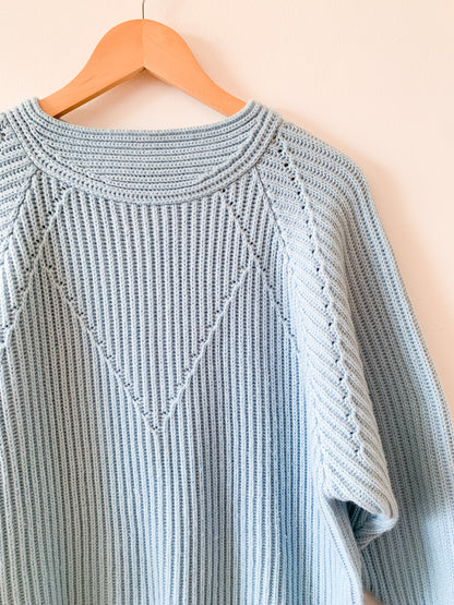 80s Light Blue Chunky Knit Sweater