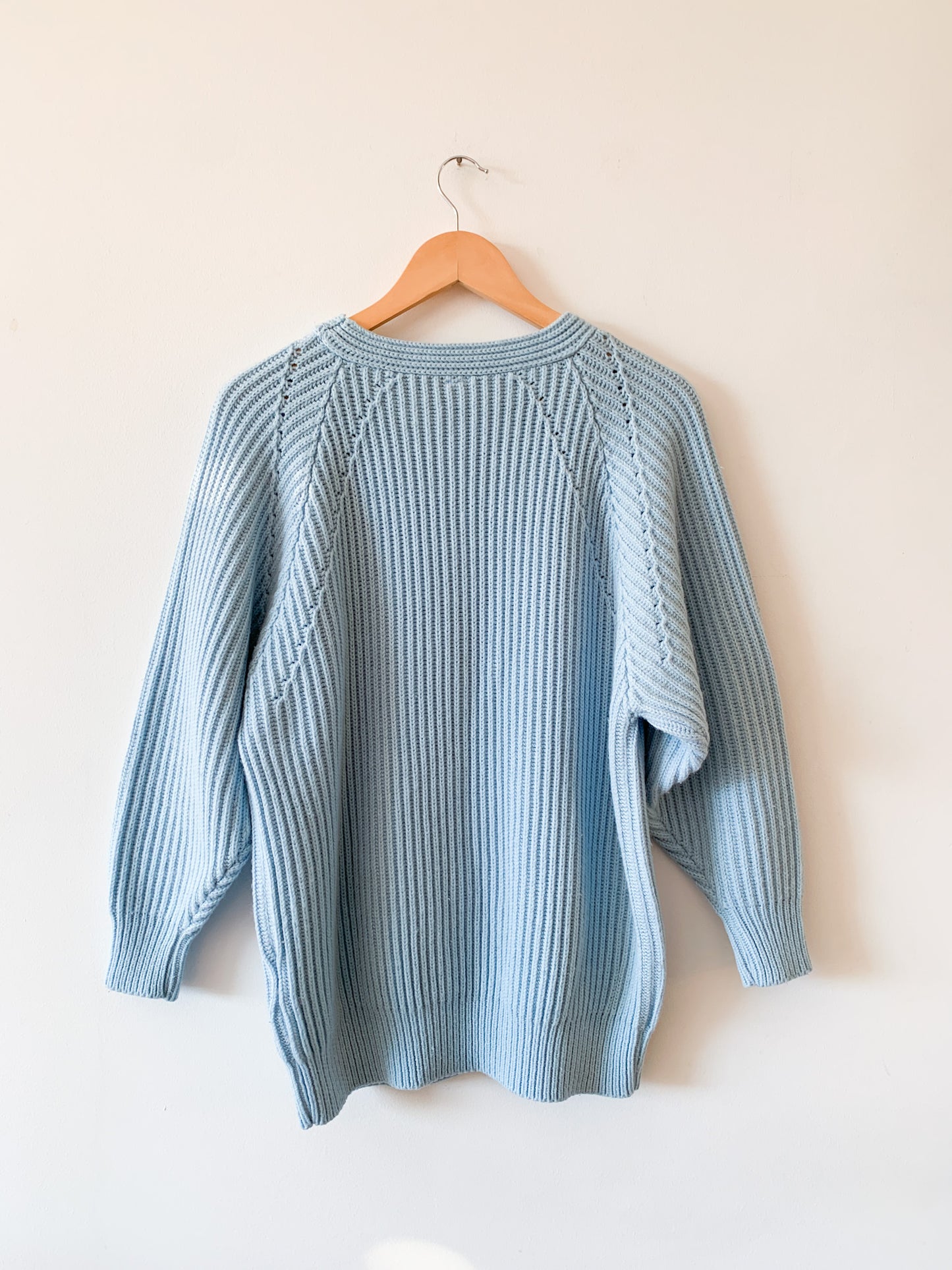 80s Light Blue Chunky Knit Sweater