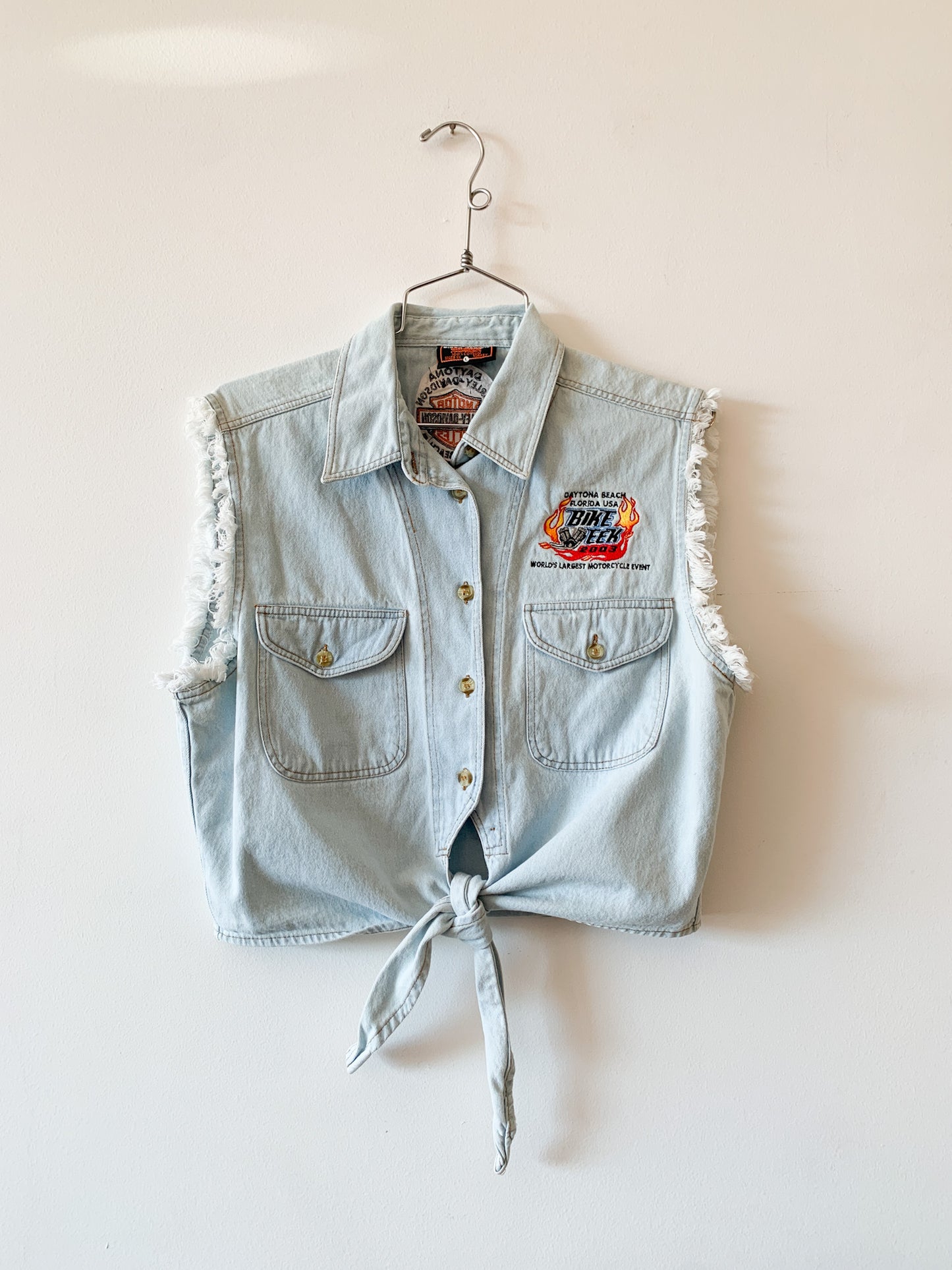 Y2k Harley Denim Vest Top