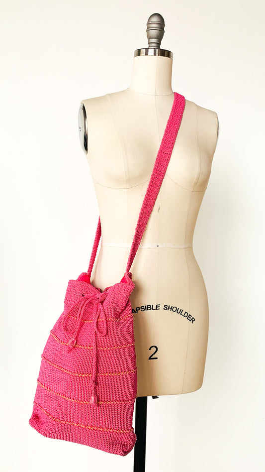 Pink + Orange Knit Bucket Bag