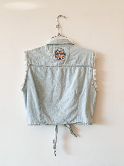 Y2k Harley Denim Vest Top