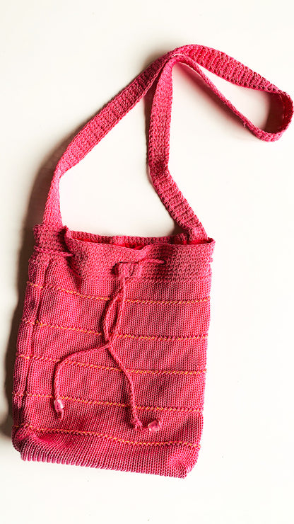 Pink + Orange Knit Bucket Bag