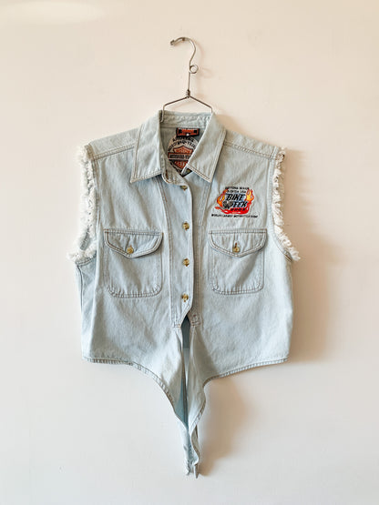 Y2k Harley Denim Vest Top