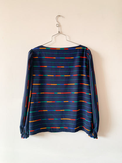 1980s Striped Color Block Top