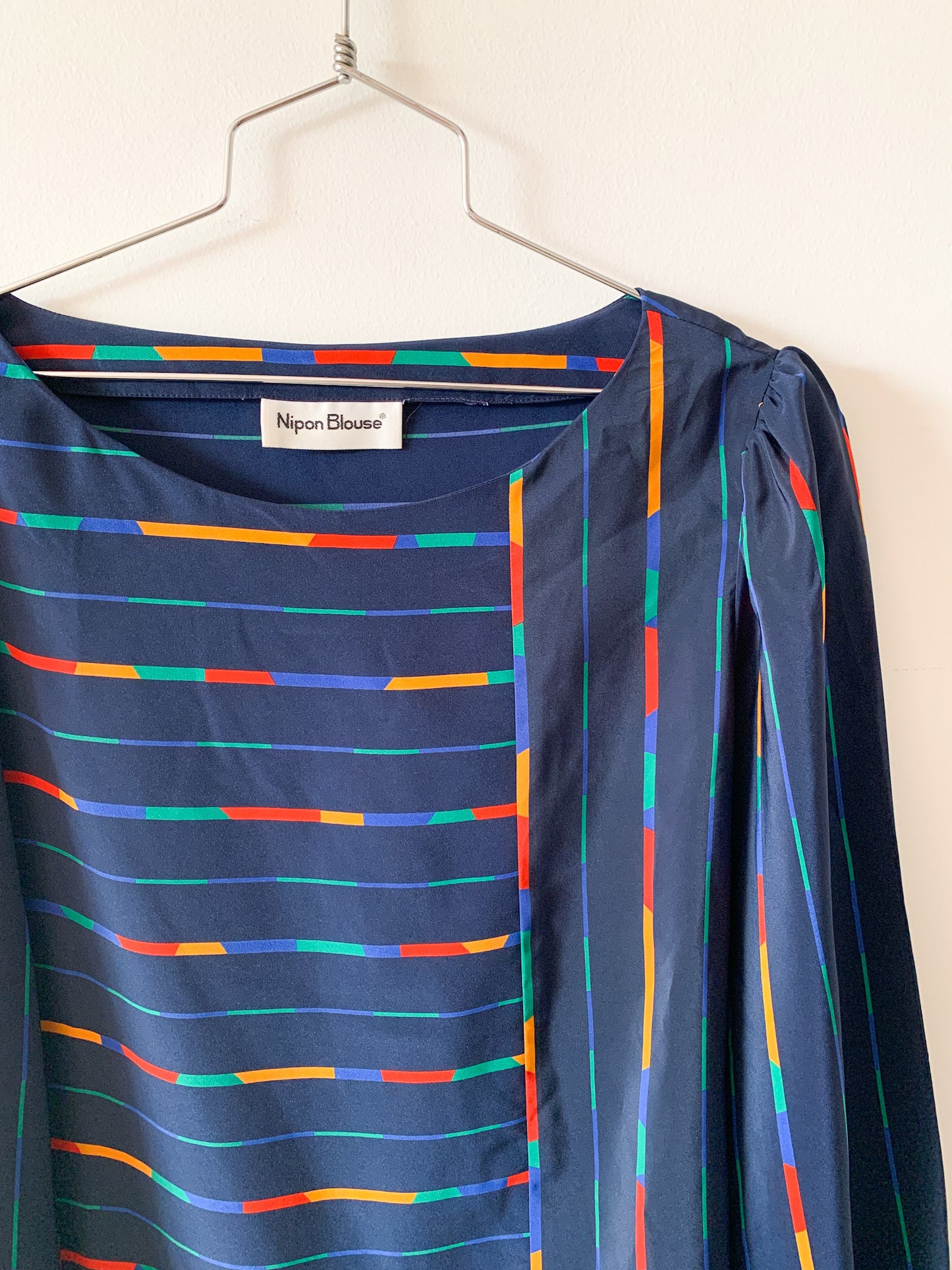 1980s Striped Color Block Top