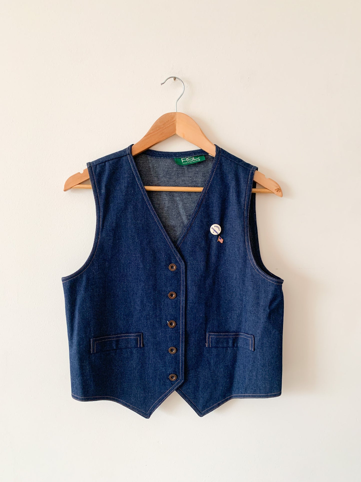 Vintage Perfect Attendance Denim Vest