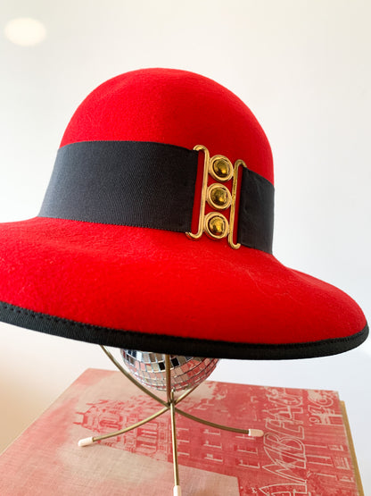 Vintage Red Wool Mullins Hat