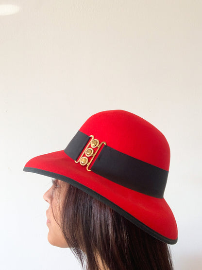 Vintage Red Wool Mullins Hat