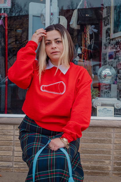 Red Chenille Megaphone Patch Sweatshirt