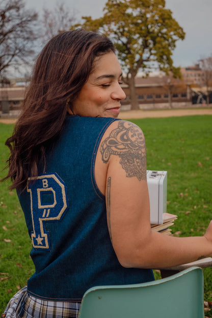 Vintage Perfect Attendance Denim Vest