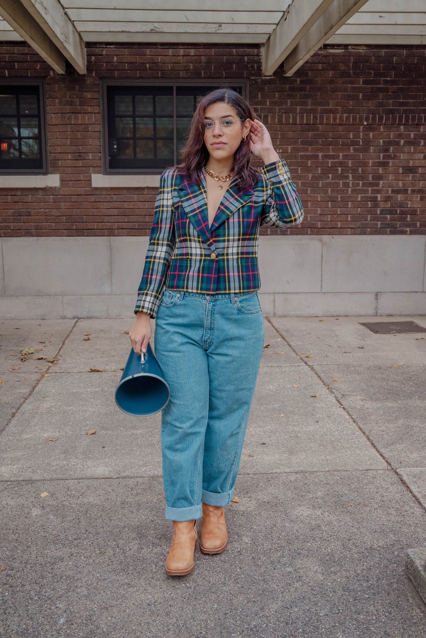 1980s Preppy Plaid Blazer