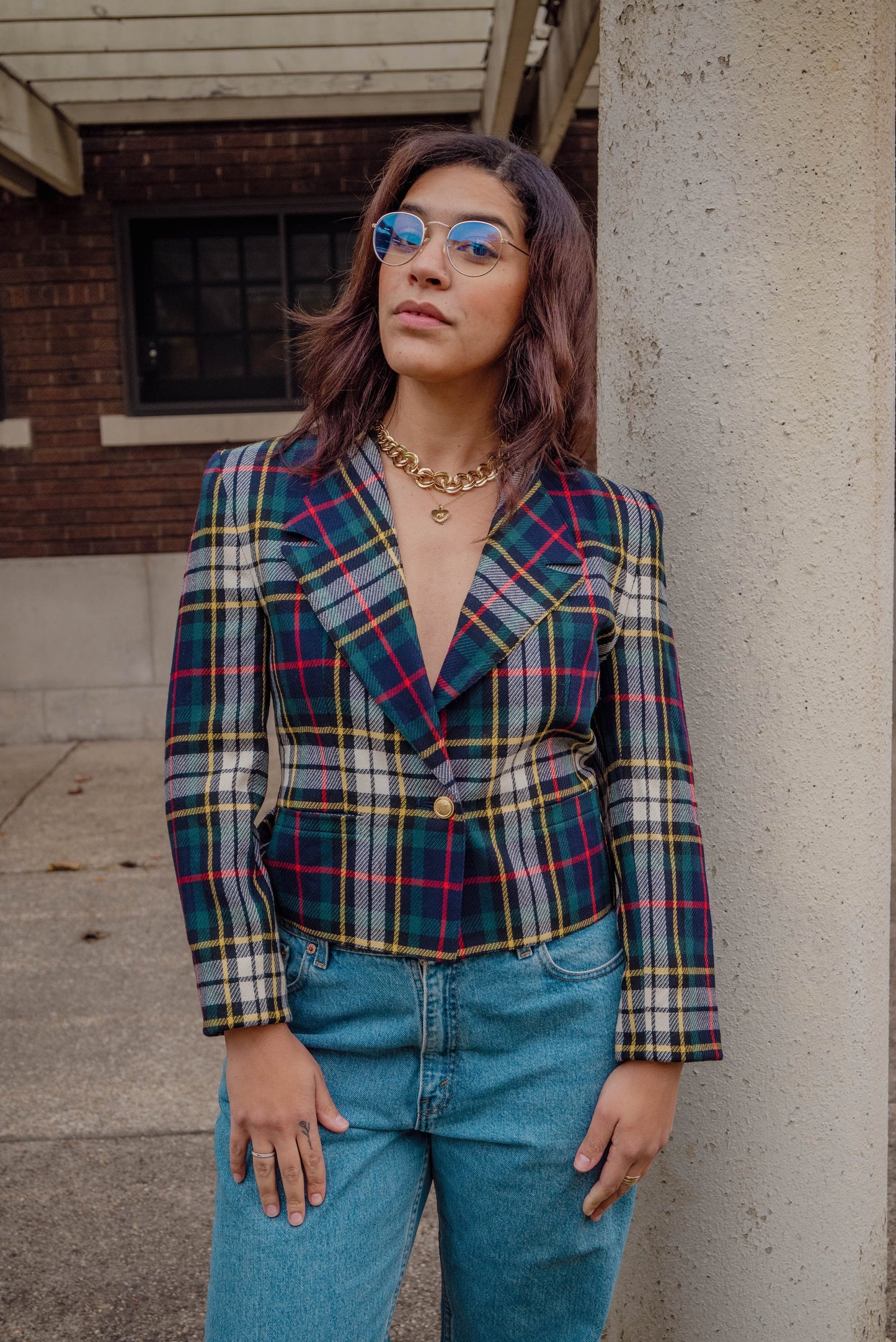 1980s Preppy Plaid Blazer