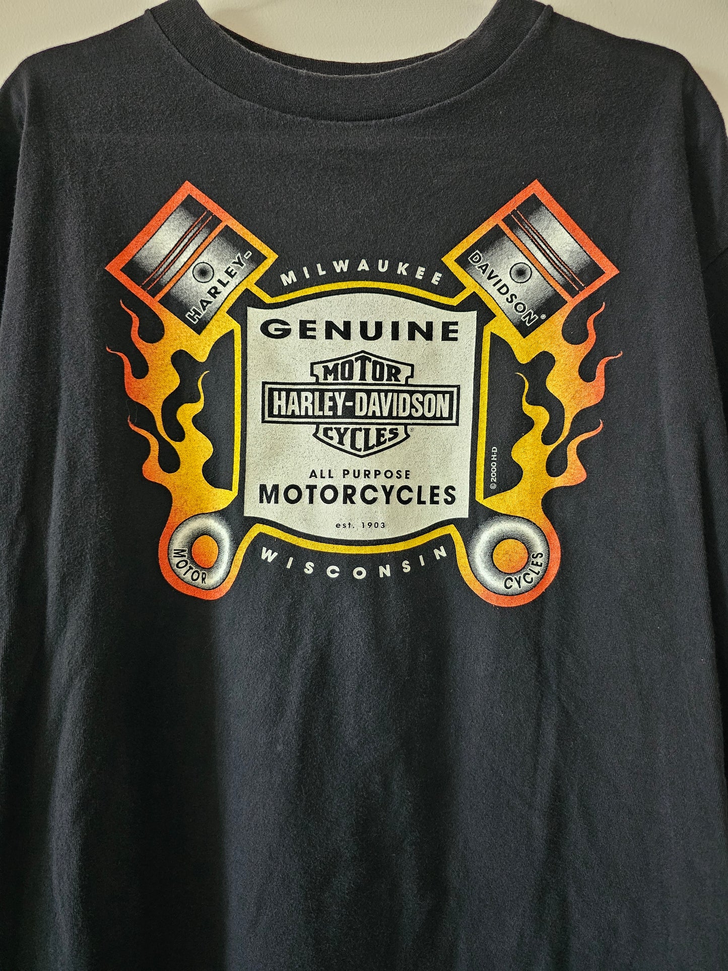 Y2K Harley Davidson Fire Tee