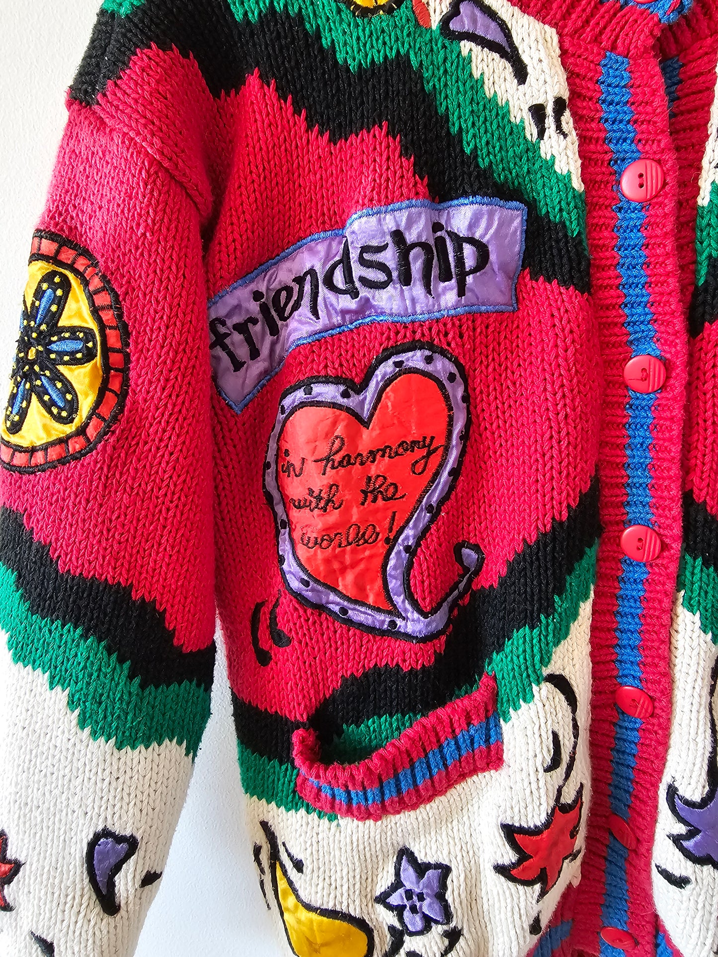 90’s Colorful World Love Friendship Sweater