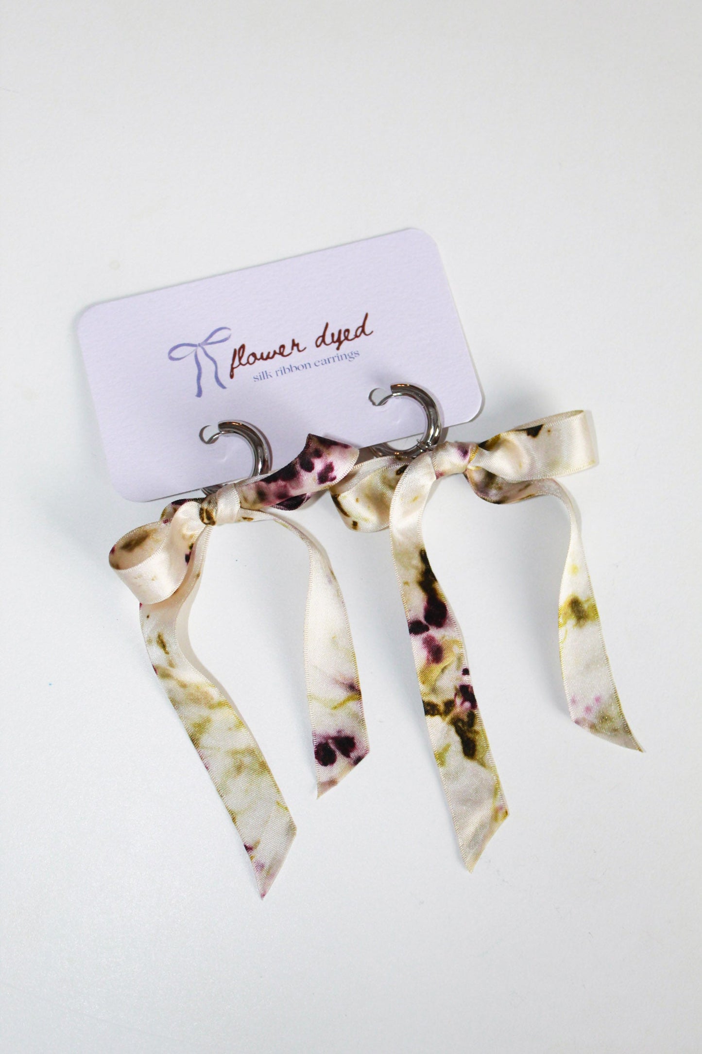 Short Silk Bow Earrings - Iron Forest